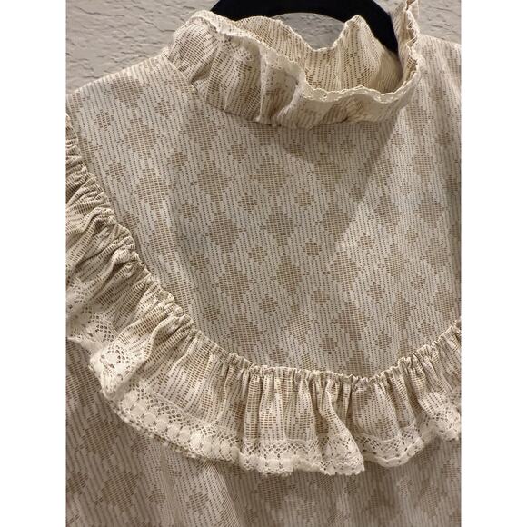 VTG 1940s Ruffle Dress Waisted Half Sleeve Lace Fabric Back Zip Closure - Picture 5 of 7